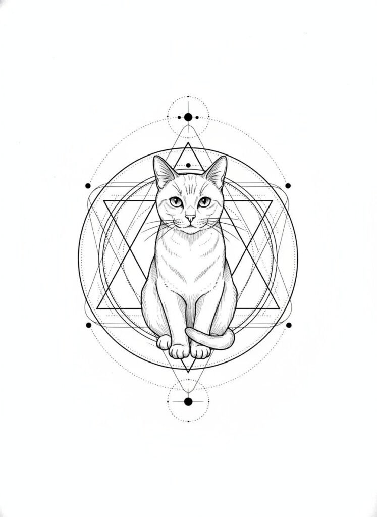Magic Circle Cat Tattoo