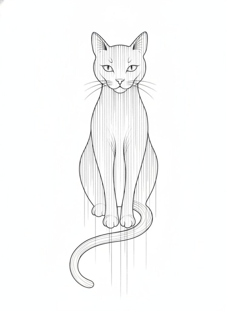 Rain Stream Cat Tattoo