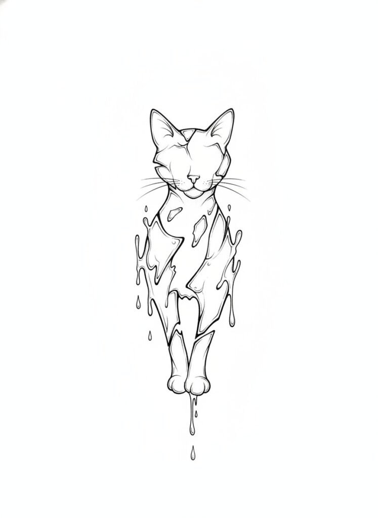 Glass Splash Cat Tattoo