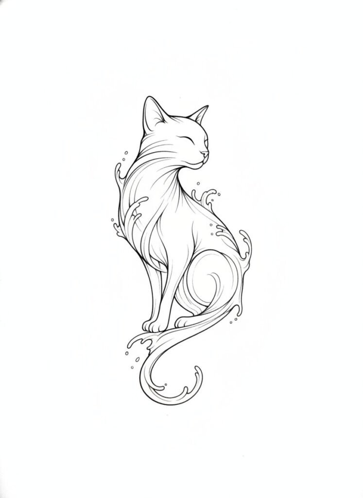 Waterfall Cat Tattoo