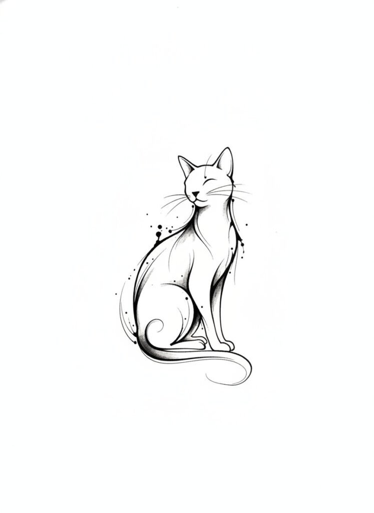 Ink Splash Cat Tattoo