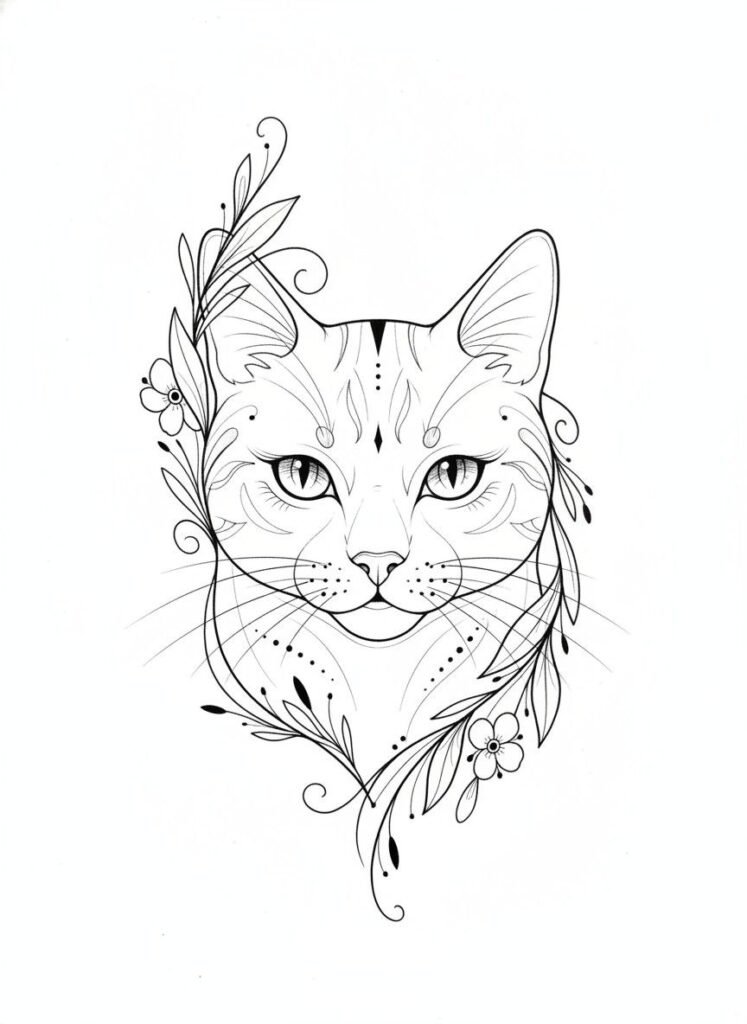 Brushstroke Cat Tattoo