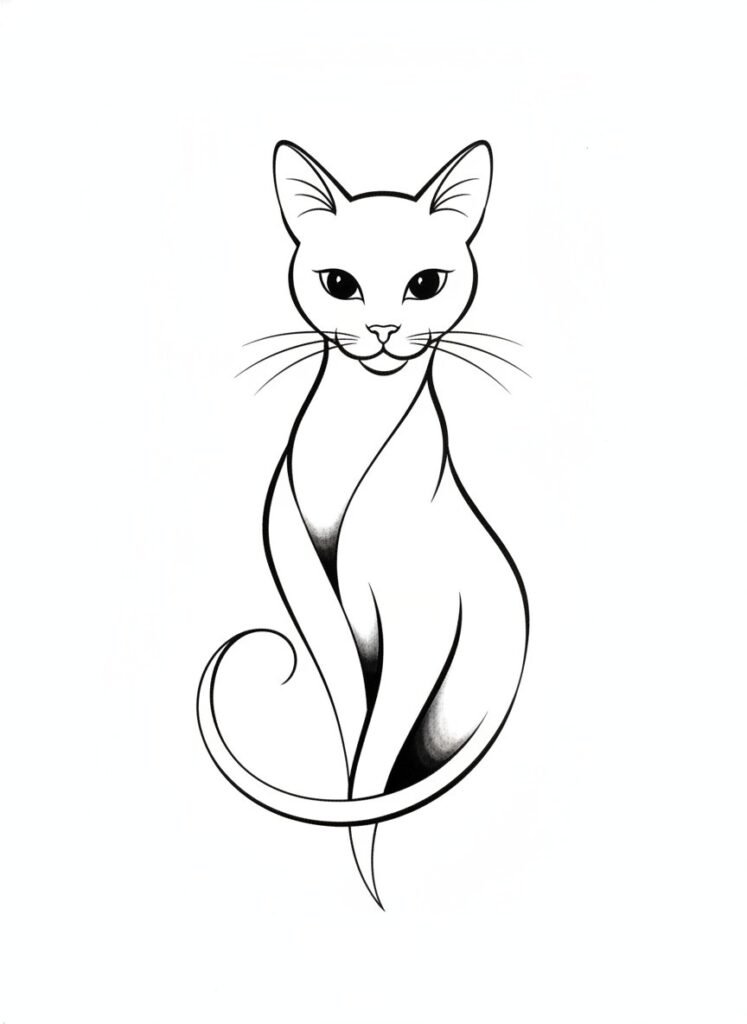 Watercolor Edge Cat Tattoo
