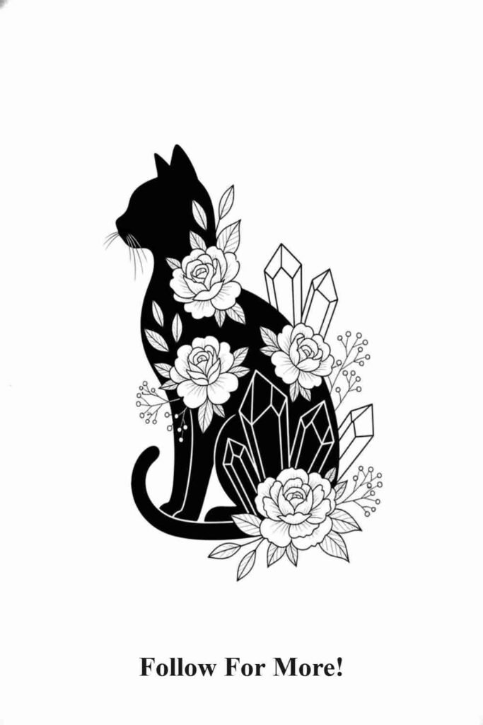 Crystal Garden Cat Tattoo