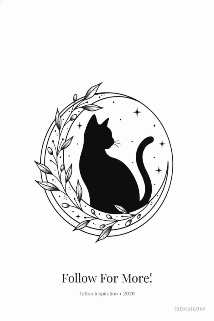 Floral Mandala Cat Tattoo