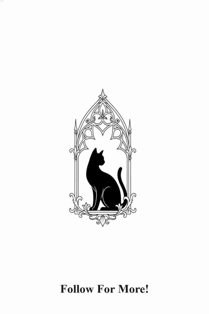 Gothic Frame Cat Tattoo