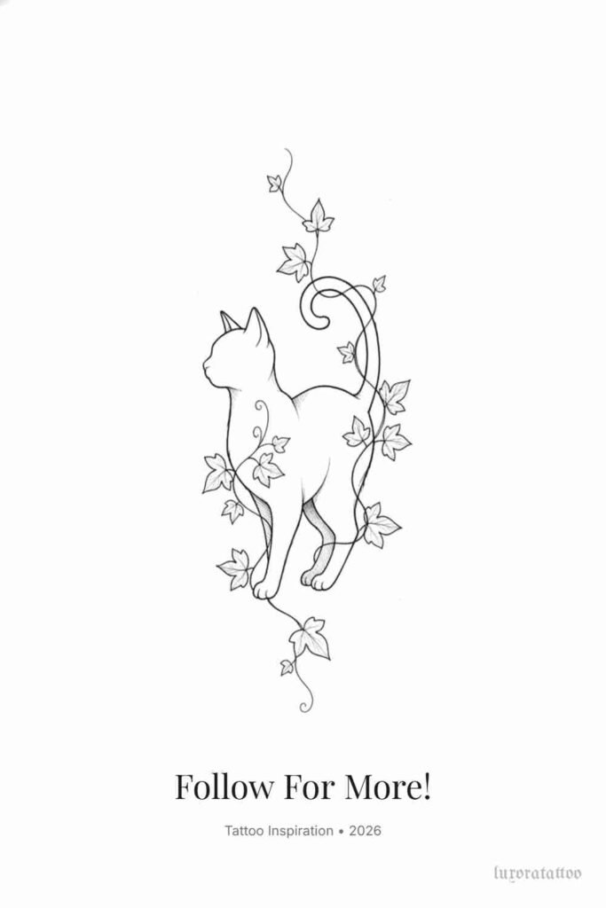 Ivy Cat Tattoo