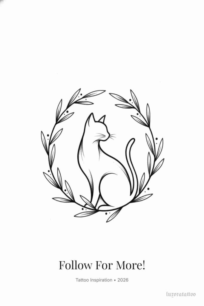 Olive Branch Cat Tattoo